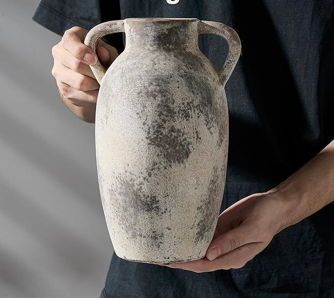Boho Decorative Vase, Rustic - Gray