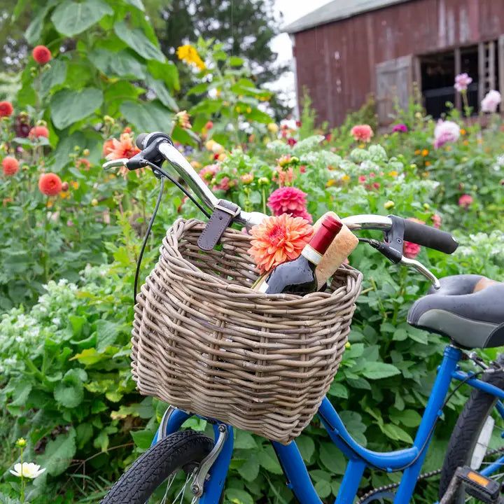Rattan Bicycle Basket - with leather buckles