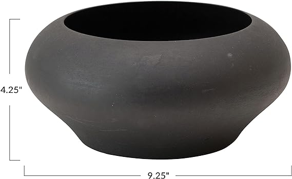 Round Mango Wood Bowl, Black