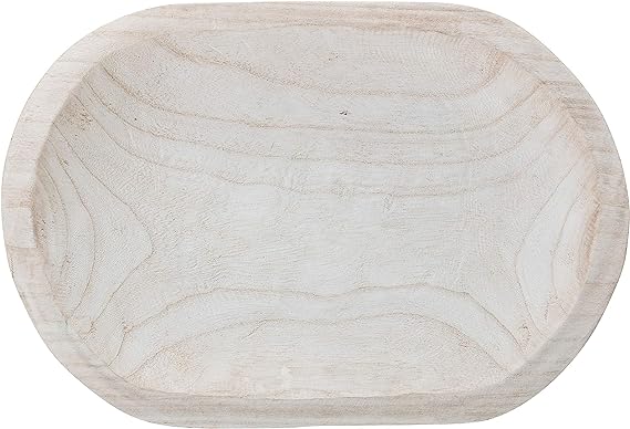 Wooden Bowl - Hand-carved Whitewashed