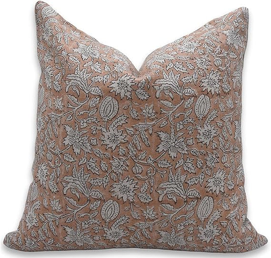 Cocoa Linen Pattern Throw Pillow Cover  - 20 x 20