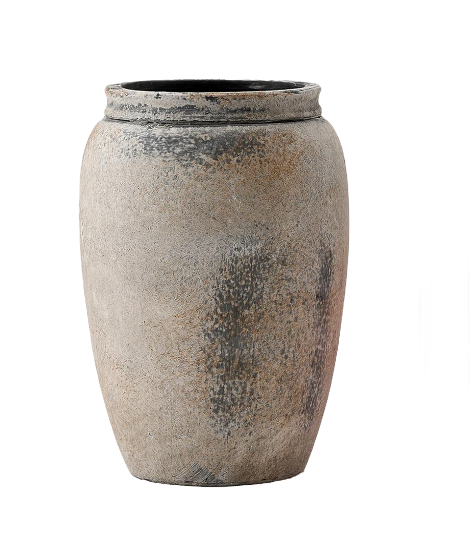 Boho  Decorative Vase, Rustic  Medium - Gray