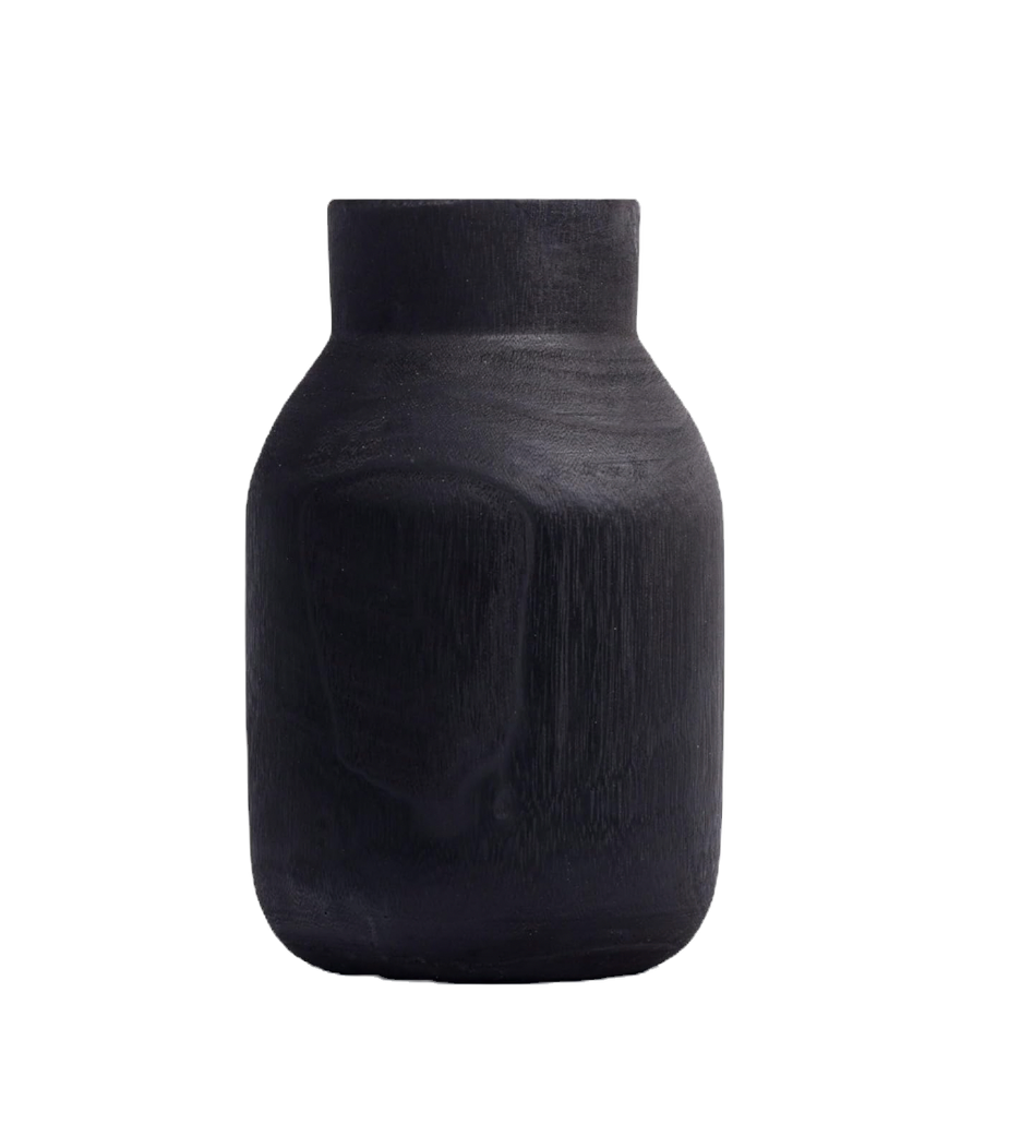 Black Wooden Vase