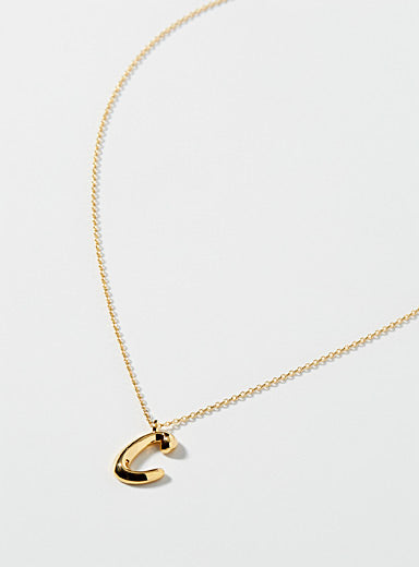 Initial Necklace - Sculptural Curve Style