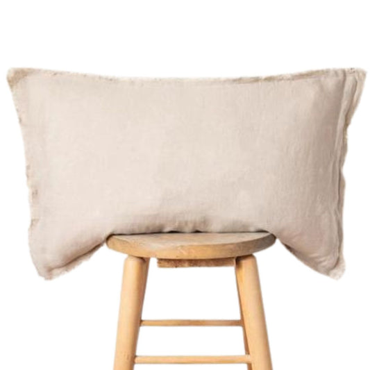 Fringed Linen Lumbar Pillow Covers