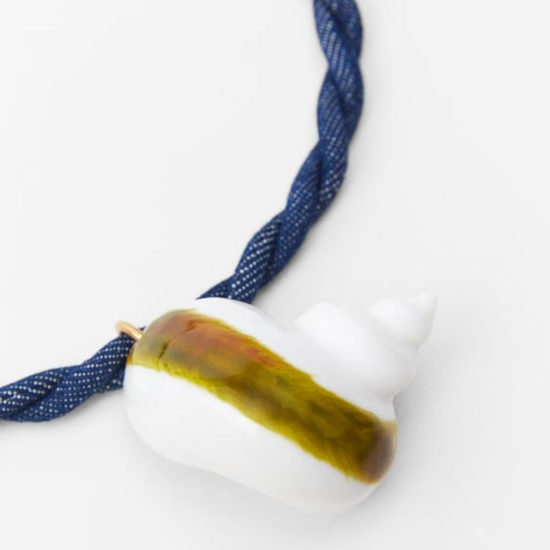 Handpainted Sea Shell on Denmin Necklace