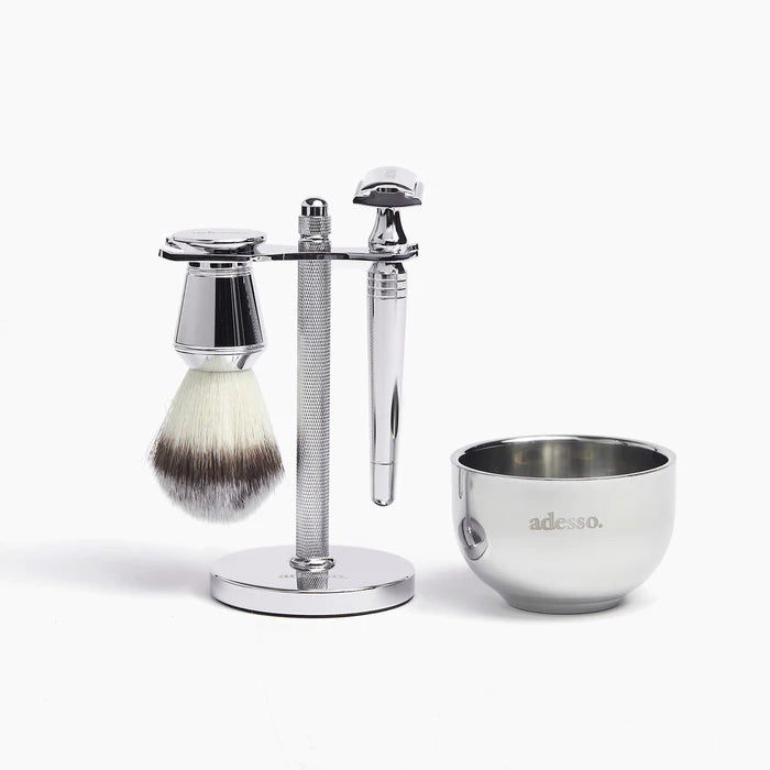 Silver Retro Safety Razor Set