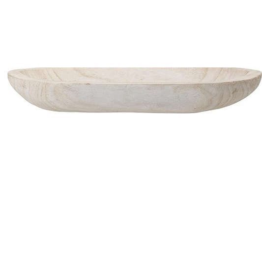 Wooden Bowl - Hand-carved Whitewashed