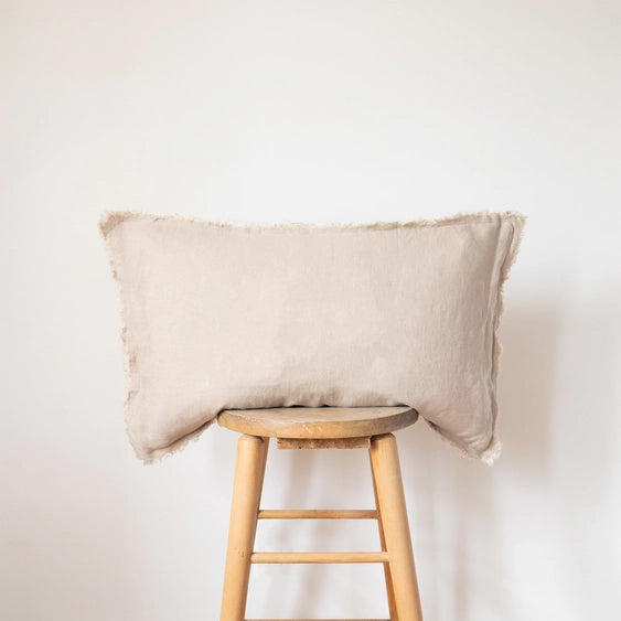 Fringed Linen Lumbar Pillow Covers