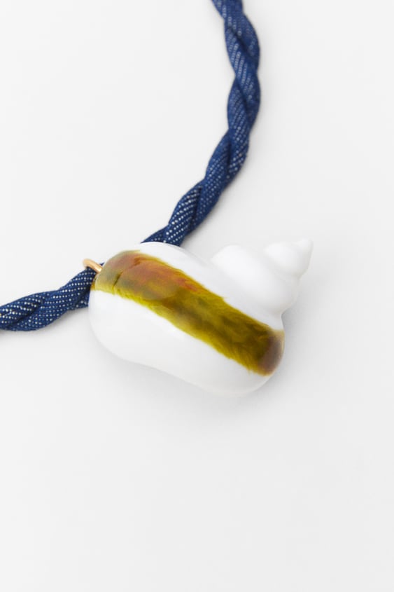 Handpainted Sea Shell on Denmin Necklace