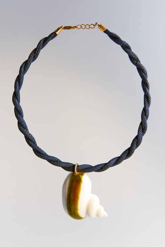 Handpainted Sea Shell on Denmin Necklace